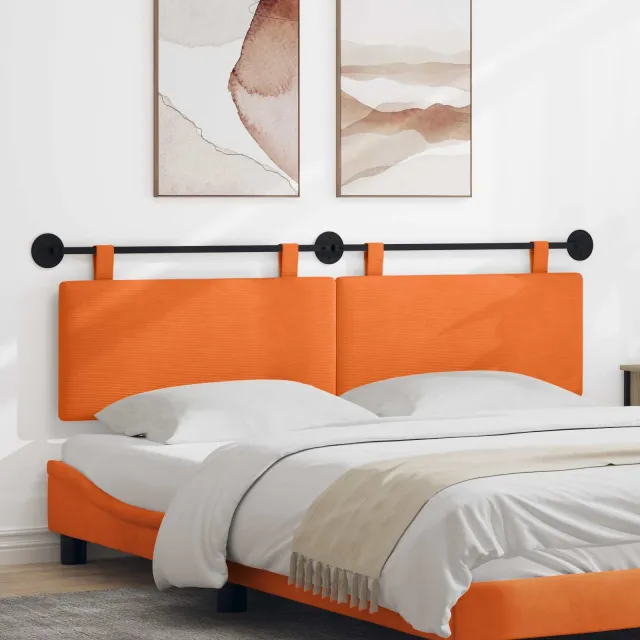 vidaXL Hangend hoofdbord Katoen Stof Oranje