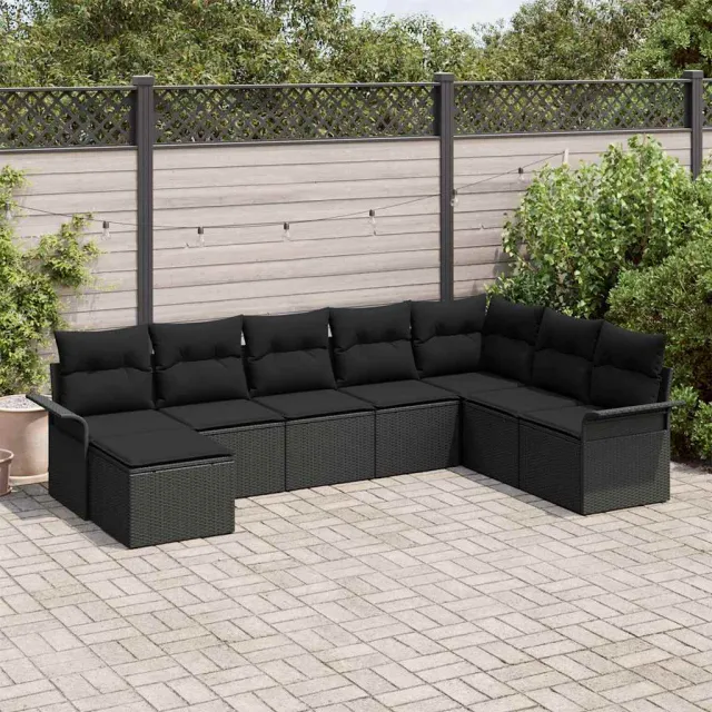 vidaXL Tuin Sofa Set 8 st Zwart Poly riet, foto 2