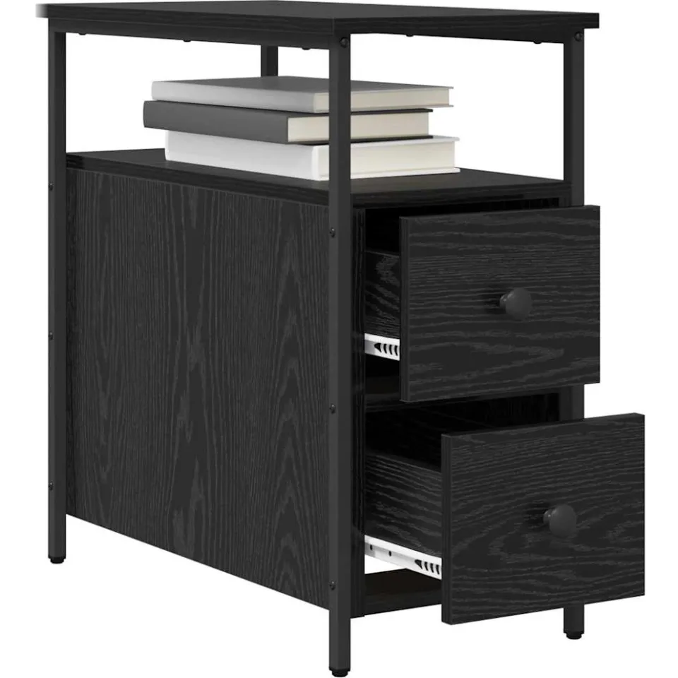 vidaXL Nachtkastje 2 st Zwart eiken 30 x 60 x 60 cm Bewerkt hout