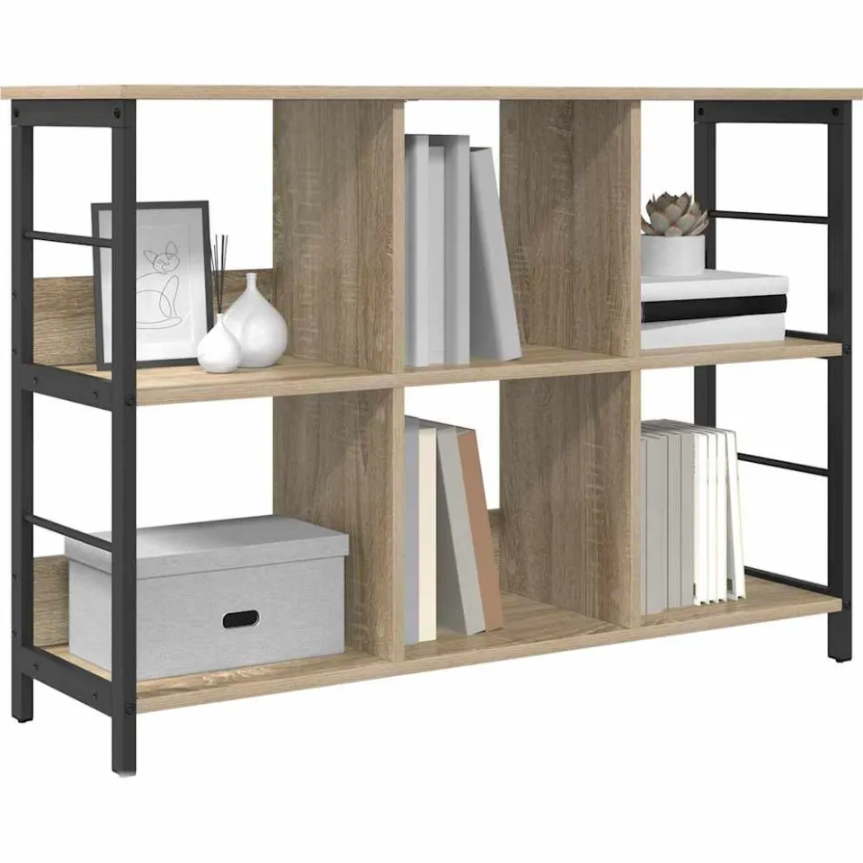 vidaXL Boekenkast 6-laags 102 x 32 x 72,5 cm Bewerkt hout Sonoma Eiken, foto 3