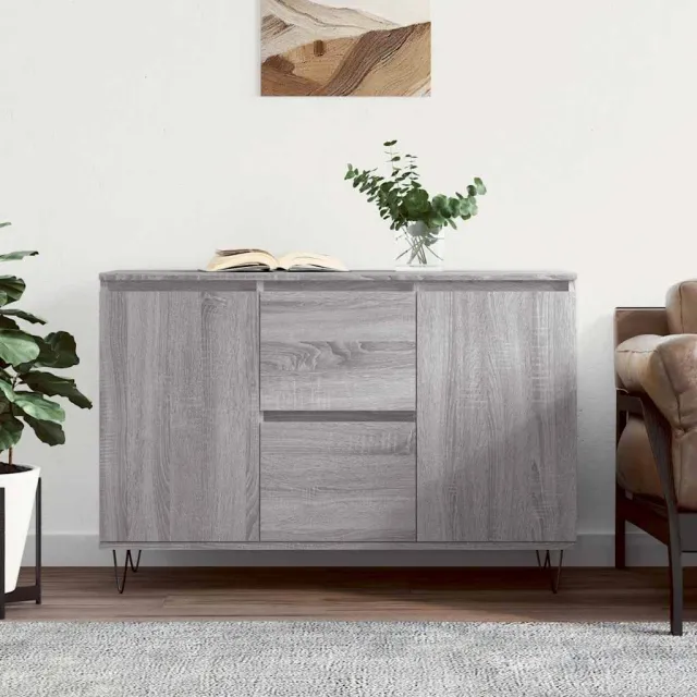 vidaXL Dressoir 101,5x35x70 cm bewerkt hout grijs sonoma eikenkleurig, foto 2