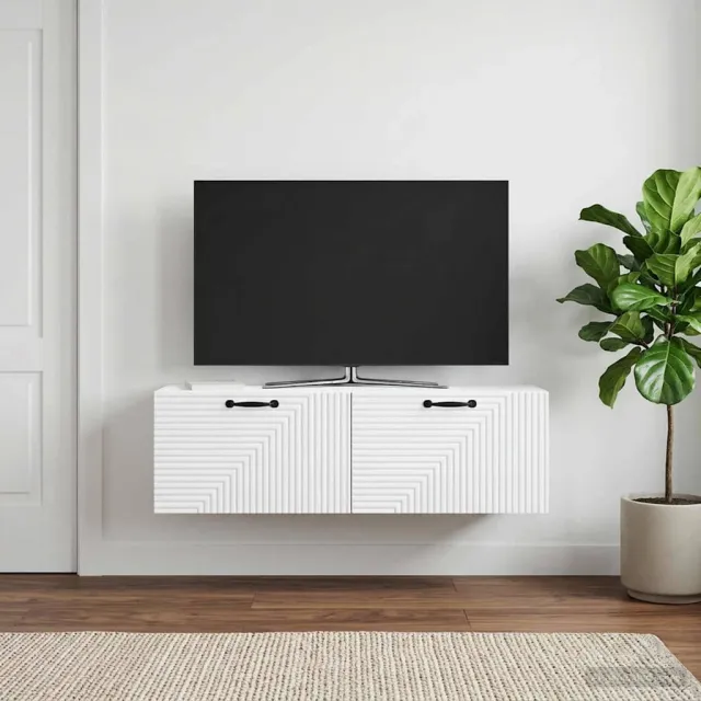 vidaXL Wandbeugel TV-kast Wit 98 x 31 x 30 cm Bewerkt hout