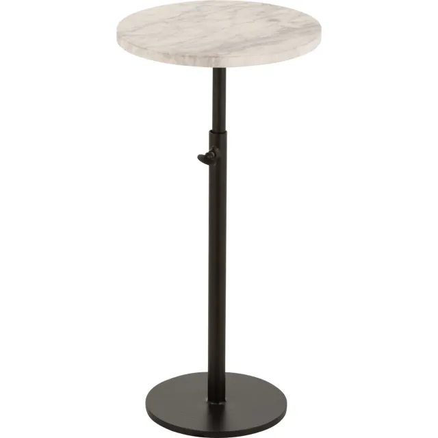 J-Line bijzettafel Rond Verschuifbaar - marmer/ijzer - wit/zwart