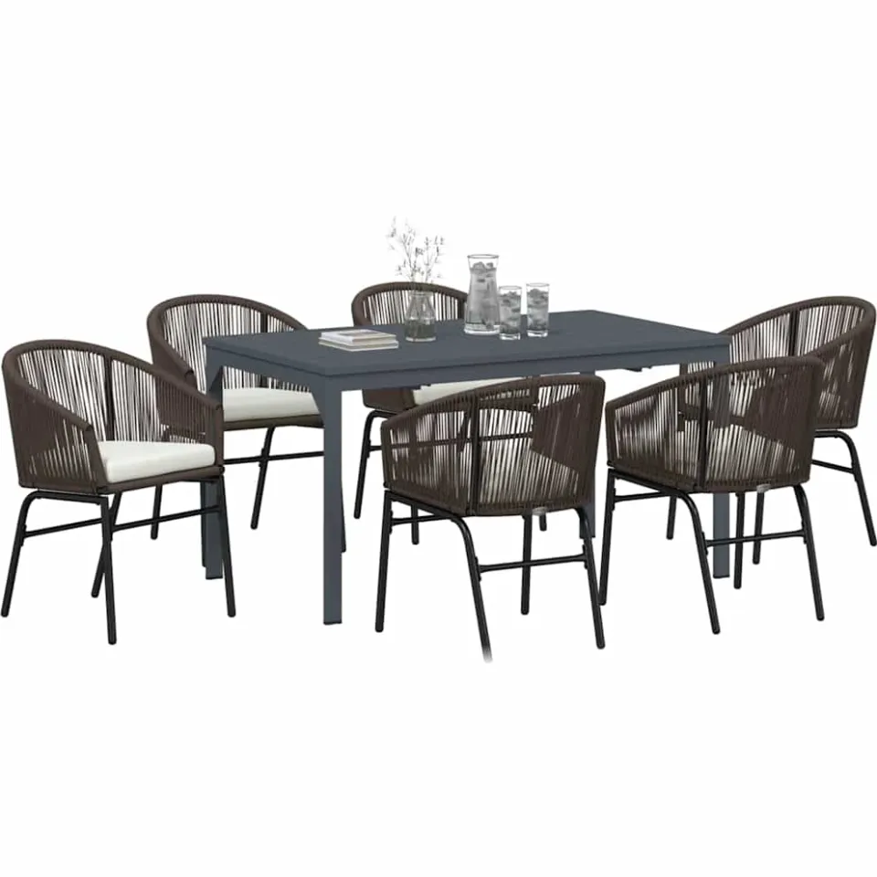 vidaXL Tuin eettafelset 7 st Bruin poly rattan