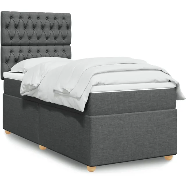 vidaXL Boxspring met matras stof donkergrijs 80x200 cm grijs