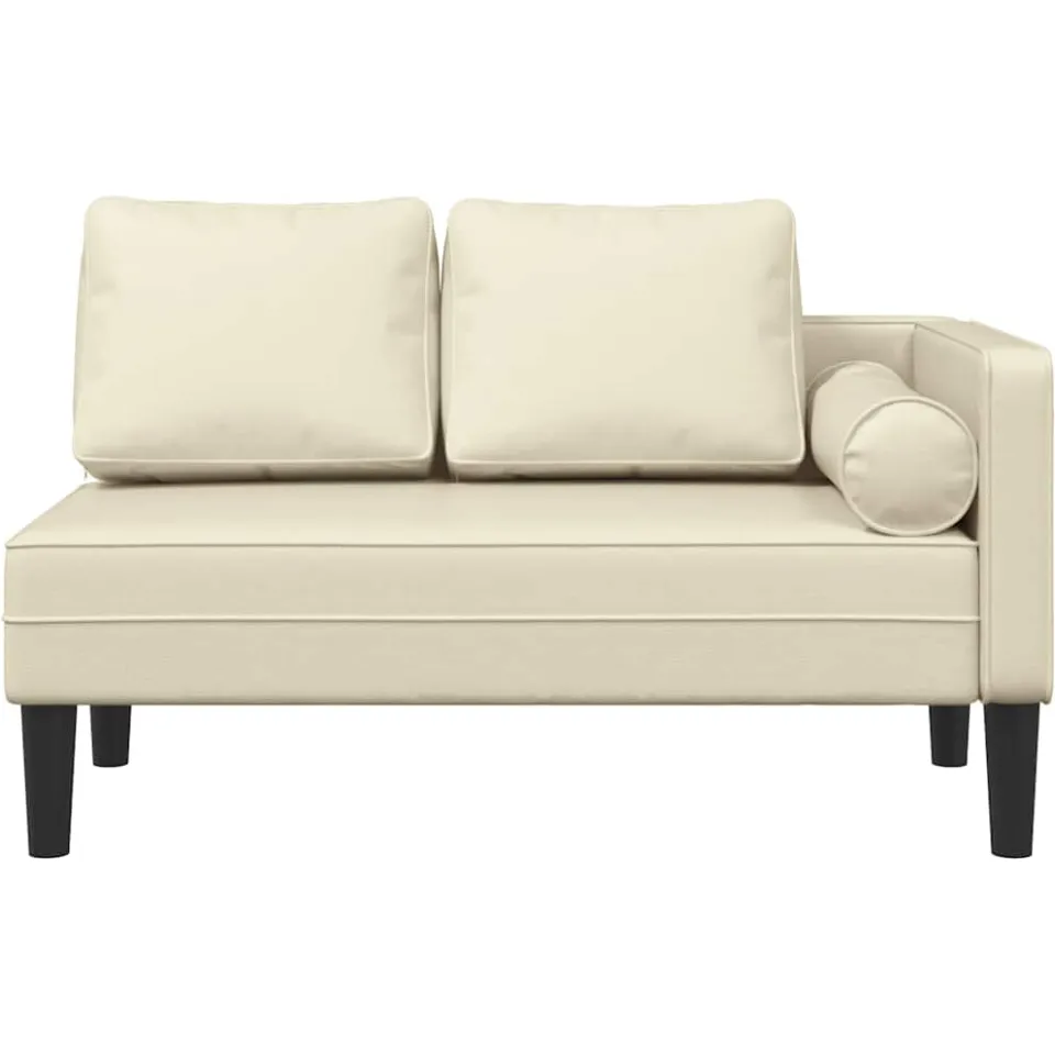 vidaXL Chaise longue met kussens kunstleer crème