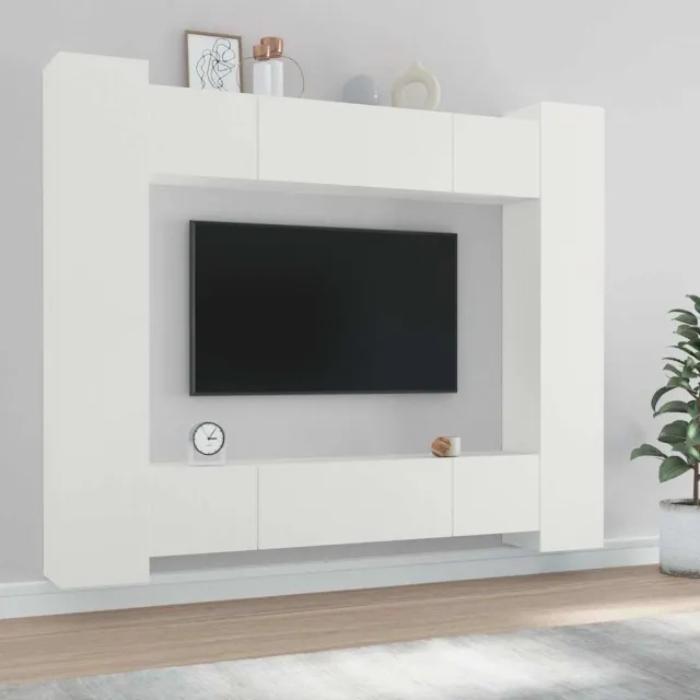 vidaXL 8-delige Tv-meubelset bewerkt hout wit, foto 2