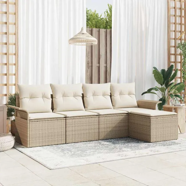 vidaXL Buitensofa 5 st Beige poly rattan