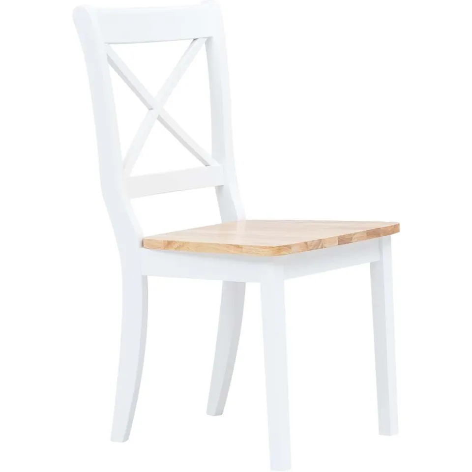 vidaXL Eetkamerstoelen 6 st massief rubberwood wit en naturel, foto 2