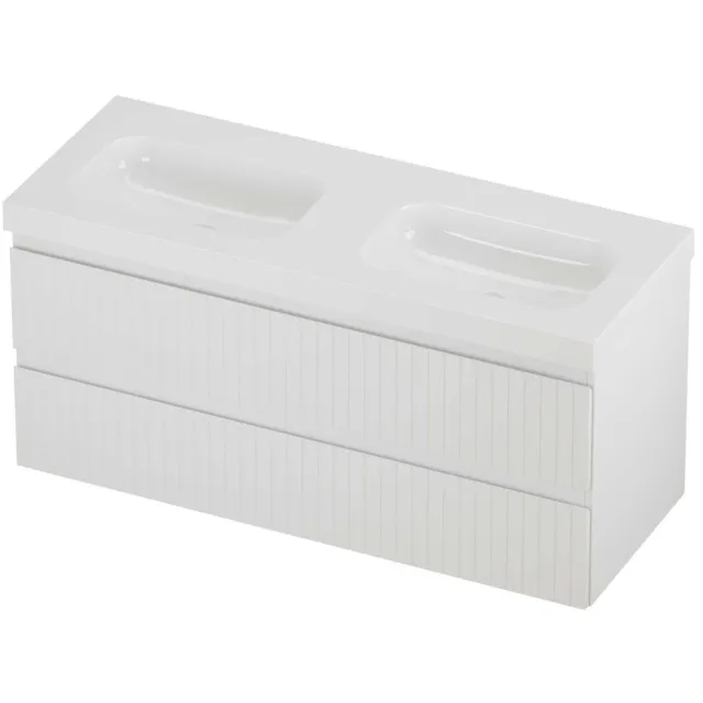 Proline Haga Badmeubelset Polystone Mezza Zonder Gat 120x46x58 cm Glans Wit Mat Wit