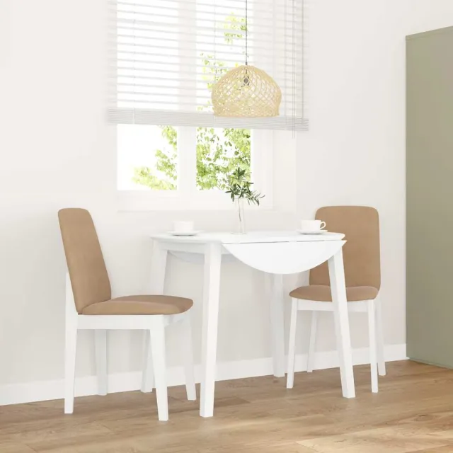 vidaXL Eetkamerstoelen met kussens 2 st massief hout rubber wit
