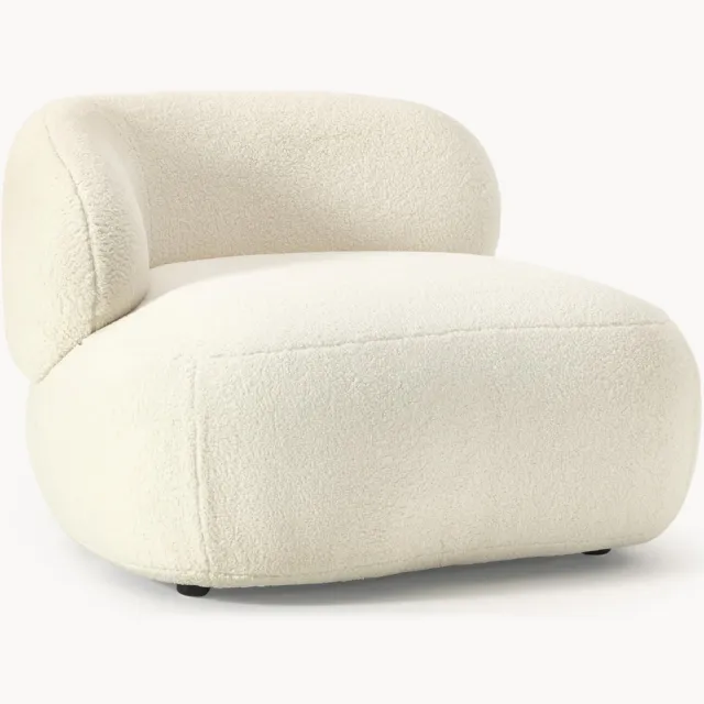 Westwing Collection Loungefauteuil Alba uit teddyvacht Wit