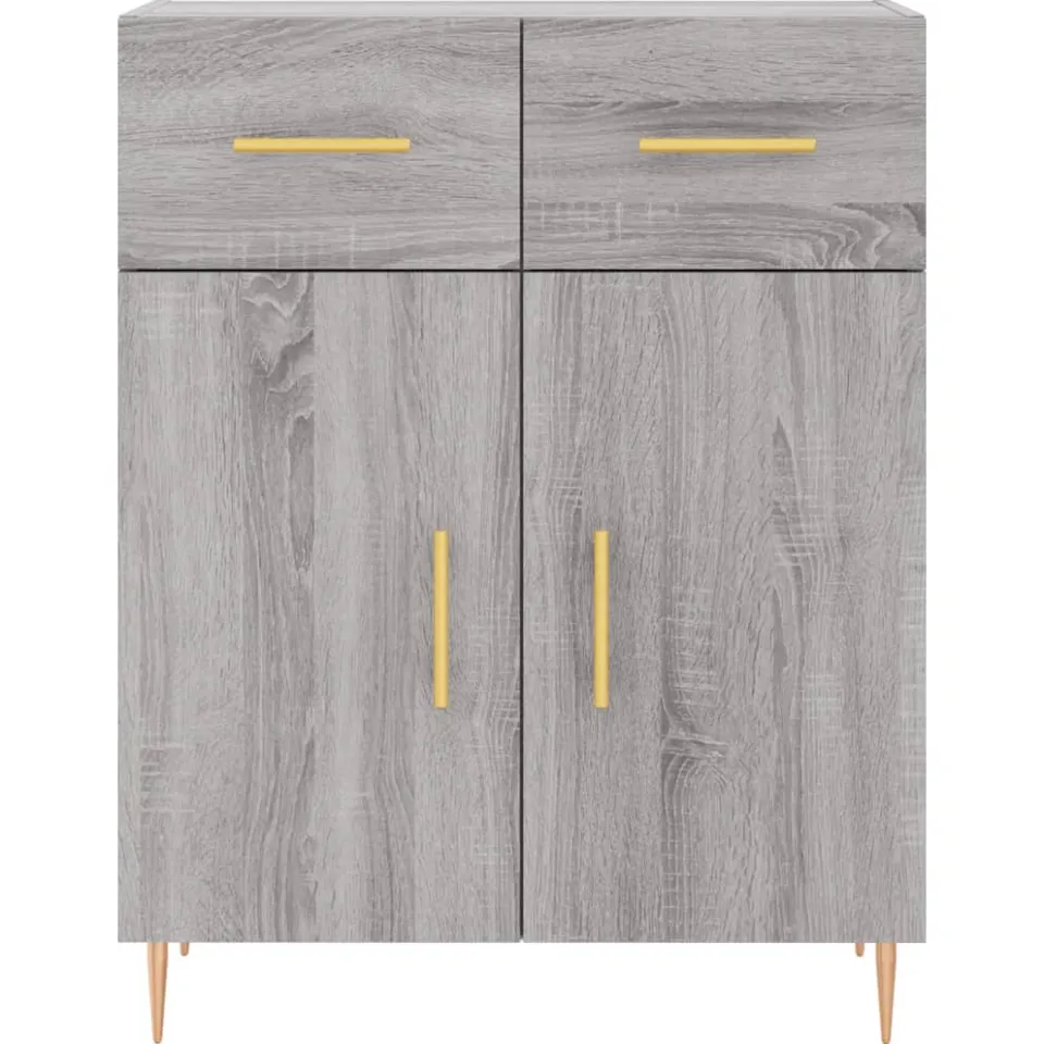 vidaXL Dressoir 69,5x34x90 cm bewerkt hout grijs sonoma eikenkleurig, foto 4
