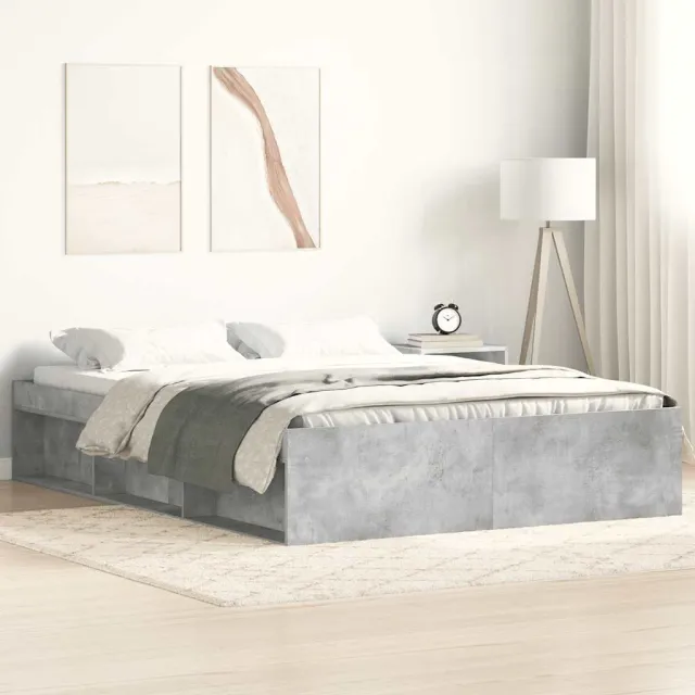 vidaXL Bedframe betongrijs 135x190 cm Double