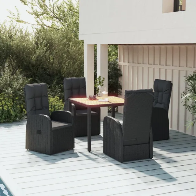 vidaXL 5-delige Tuinset met kussens poly rattan zwart, foto 2