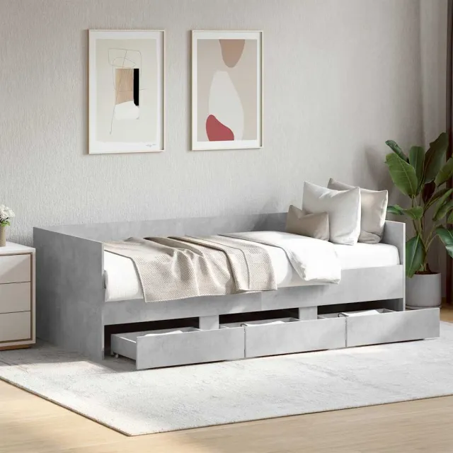 vidaXL Slaapbank met lades zonder matras 90x200 cm betongrijs