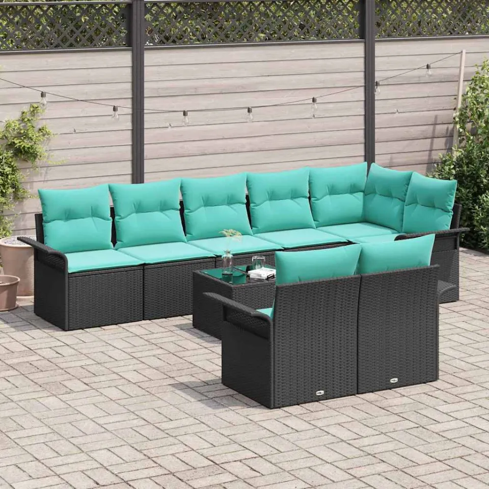 vidaXL Tuin Sofa Set 9 st Zwart poly rattan, foto 3