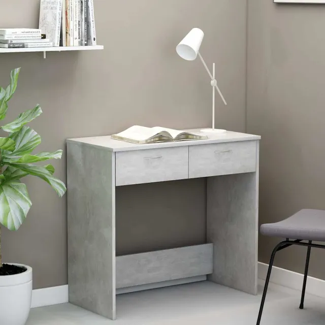 vidaXL Bureau 80x40x75 cm bewerkt hout betongrijs grijs, foto 2