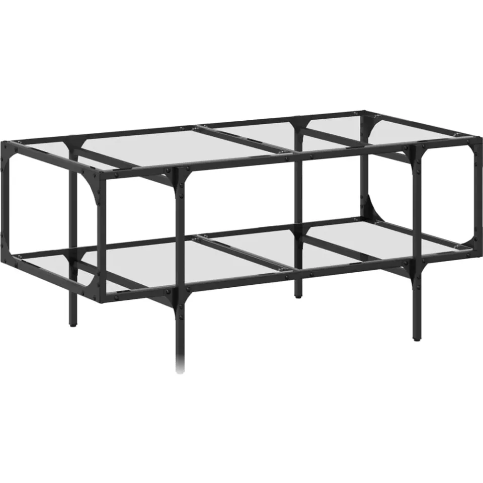 vidaXL Salontafel met transparant glazen blad 98,5x50x45 cm staal transparent, foto 3