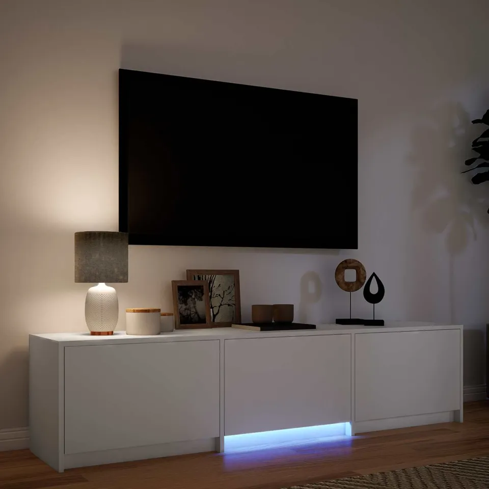 vidaXL TV-kast met LED 165 x 34 x 40 cm Wit Geconstrueerd hout, foto 4
