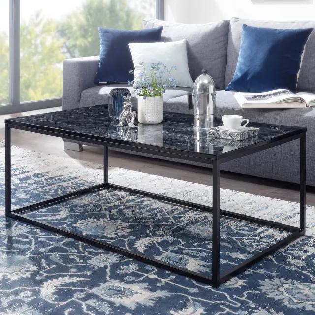 Sky Style Salontafel marmer look zwart 100x60 cm salontafel metaal