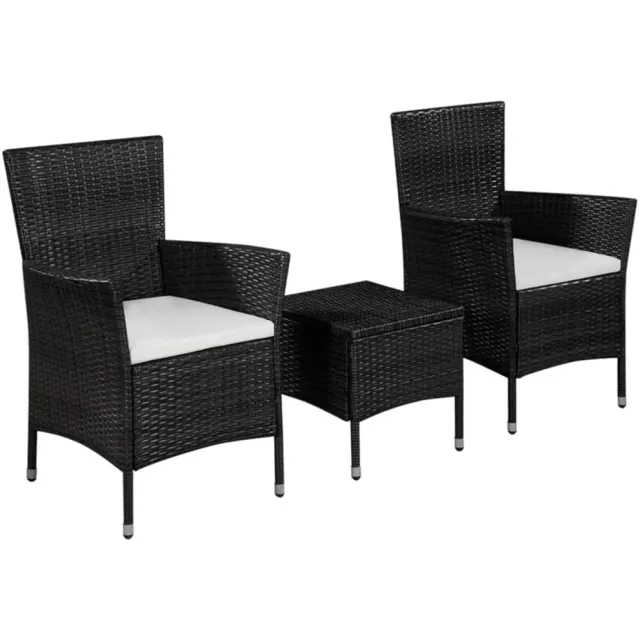 vidaXL 3-delige Bistroset poly rattan zwart, foto 2