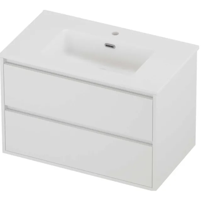 Proline Tribute Badmeubelset Porselein Elegant 1 Kraangat Greeploos 80x46x54 cm Mat Wit Mat White