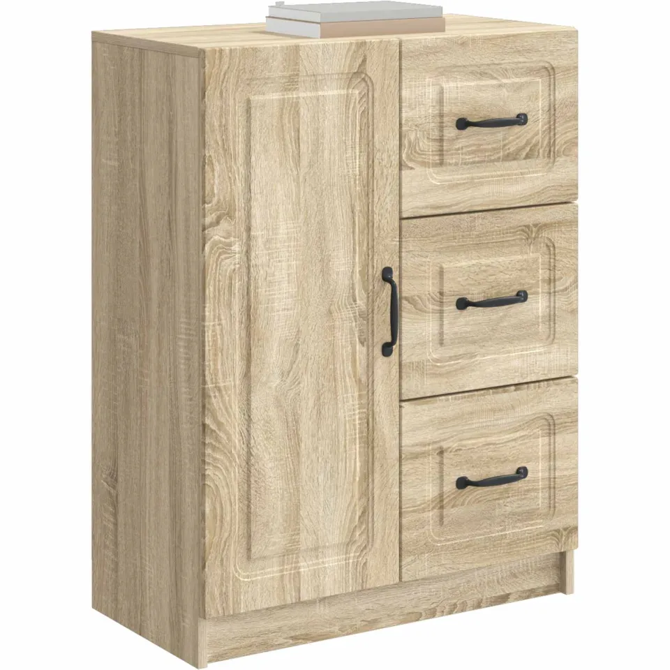 vidaXL Dressoir met lade Sonoma Eiken 66 x 34,5 x 87 cm Bewerkt hout Bruin
