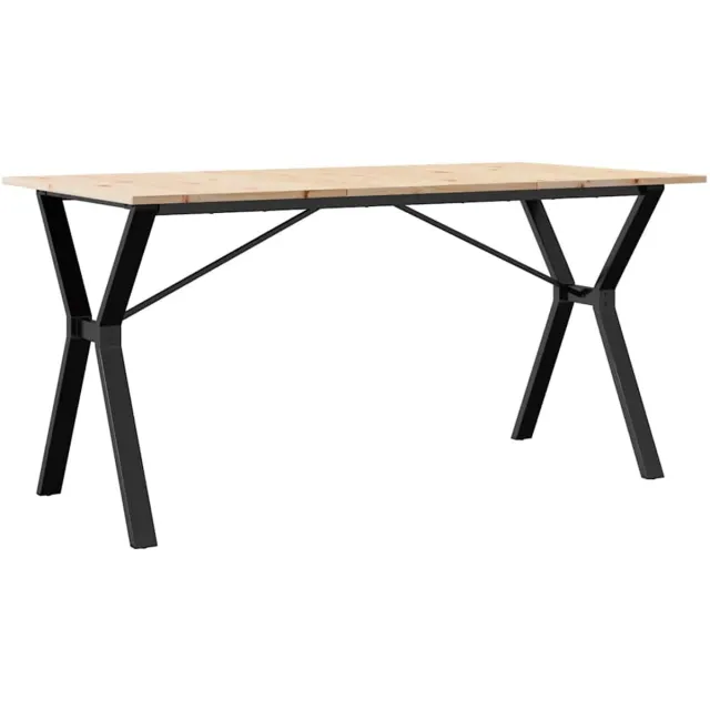 vidaXL Eettafel - Y-frame - 140x80x75 - cm - massief - grenenhout - en - staal Bruin
