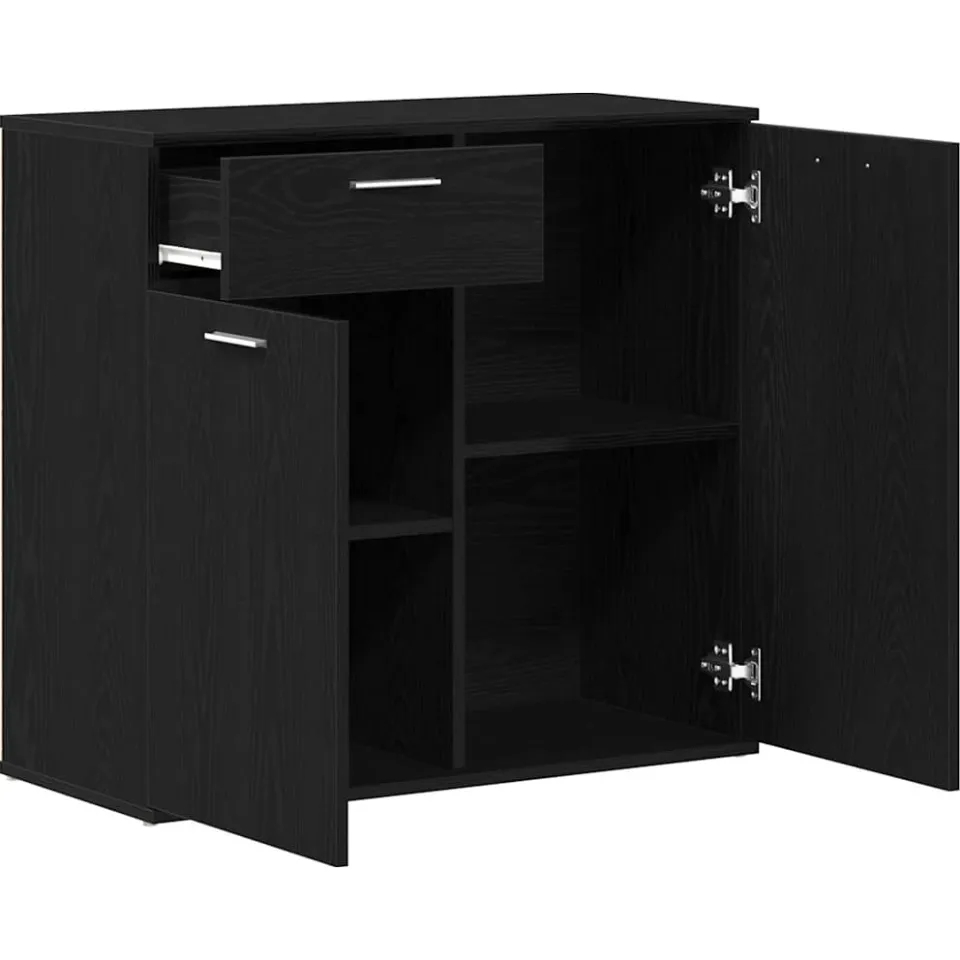 vidaXL Dressoir 80x36x75 cm bewerkt hout zwart eikenkleurig, foto 4