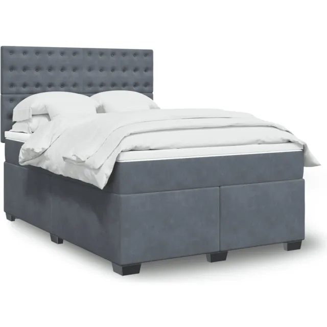 vidaXL Boxspring met matras fluweel donkergrijs 140x190 cm grijs