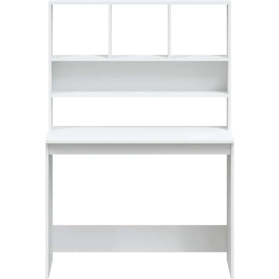 vidaXL Bureau met schappen 102x45x148 cm bewerkt hout wit, foto 4