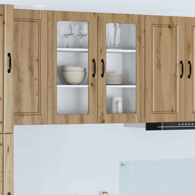 vidaXL Wandglas cabinet PORTO Artisanaal eiken 80 x 31 x 80 cm Bruin