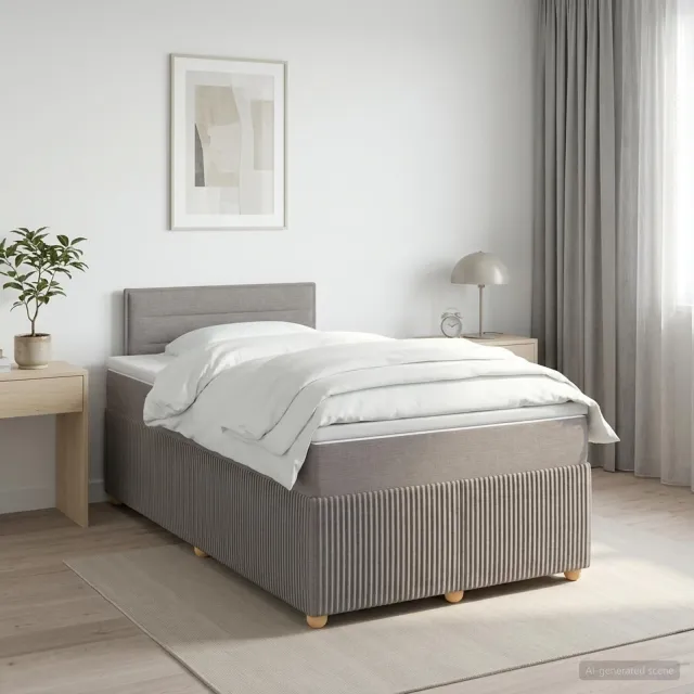 vidaXL Boxspringbed met matras met hoofdeinde Taupe 120 x 190 cm Stof