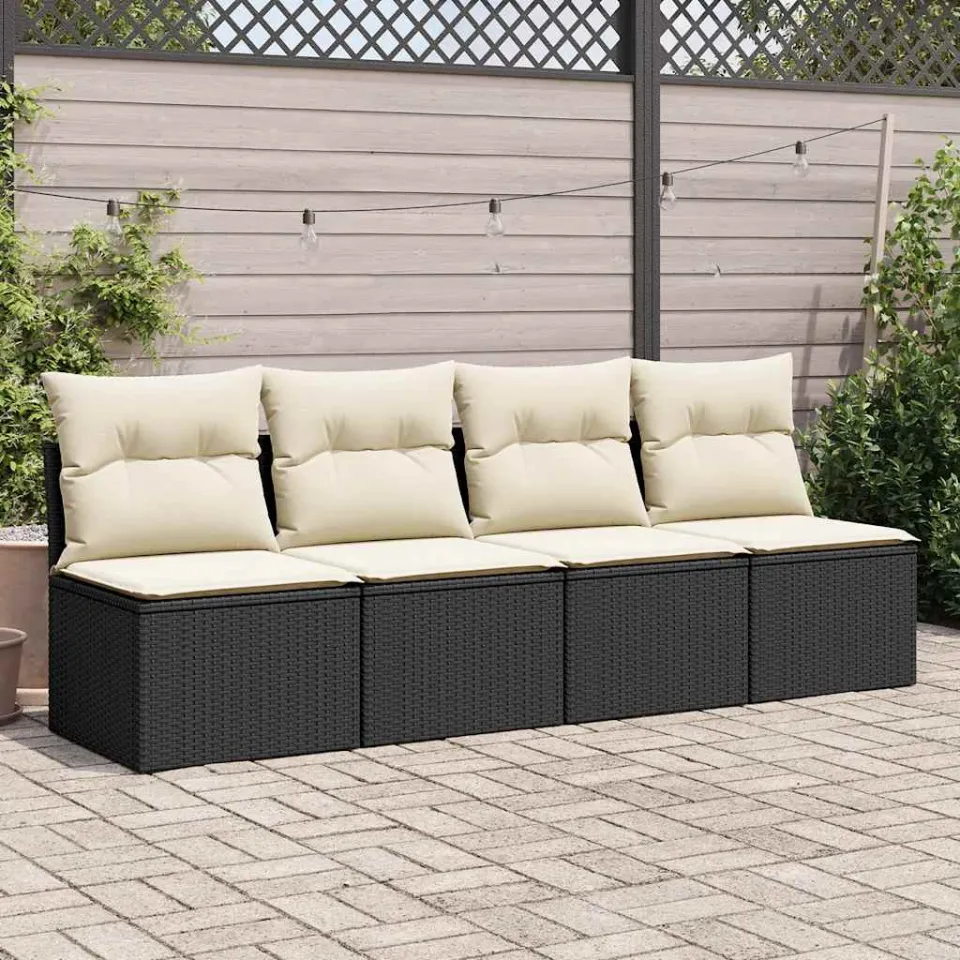 vidaXL 2-delige Loungeset met kussens poly rattan acacia zwart, foto 2
