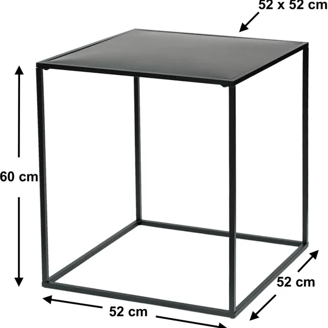‎DanDiBo DanDiBo Bijzettafel vierkant - Zwart metaal - 60 cm