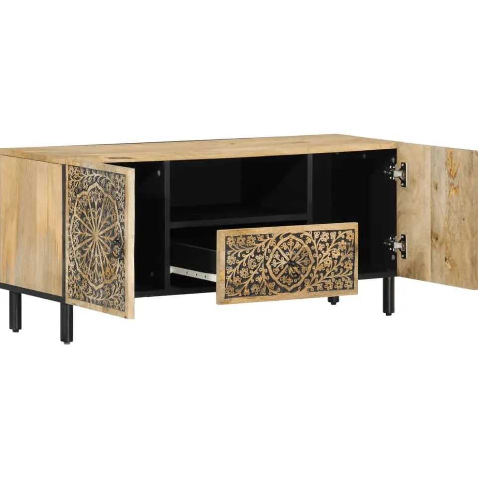 vidaXL Tv-meubel 105x33x46cm massief mangohout bruin, foto 4