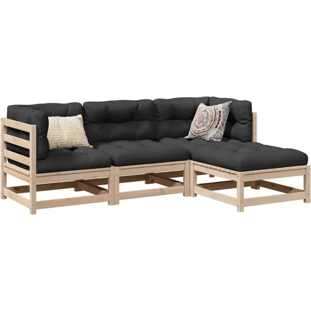 vidaXL 4-delige Loungeset massief grenenhout bruin, foto 2