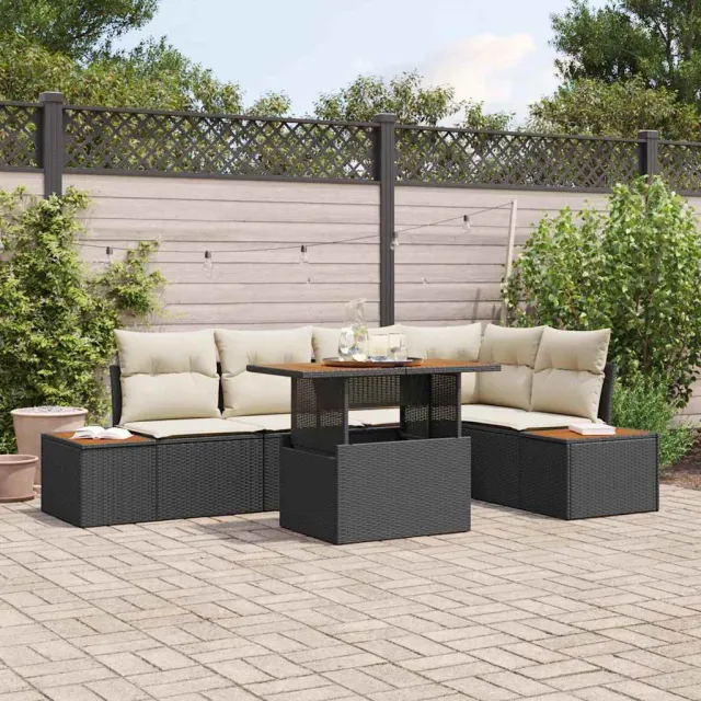 vidaXL Tuin Sofa Set 6 st Zwart Poly riet, foto 2