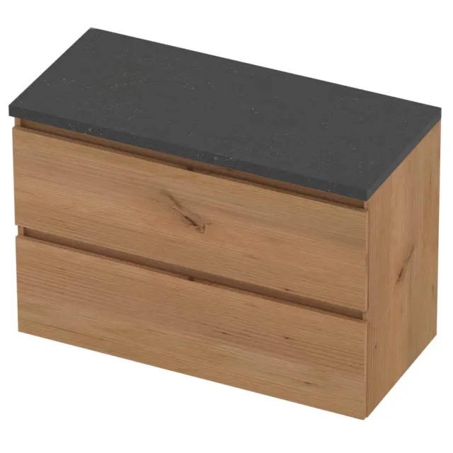Basic-Line Deck 46 Badmeubelset Greeploos 100x46x66 cm Whisky Oak Blue Stone Grijs