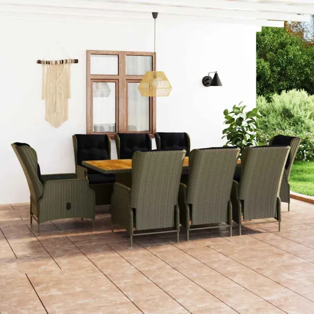 vidaXL 9-delige Tuinset met kussens poly rattan bruin, foto 2