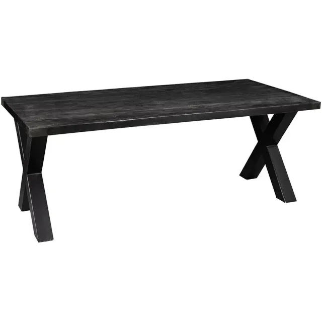 Eetkamertafel rechthoekig Lis zwart mangohout met x poten