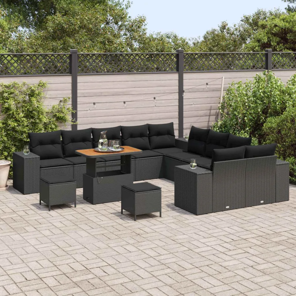 vidaXL Tuin Sofa Set 13 st Zwart poly rattan, foto 2