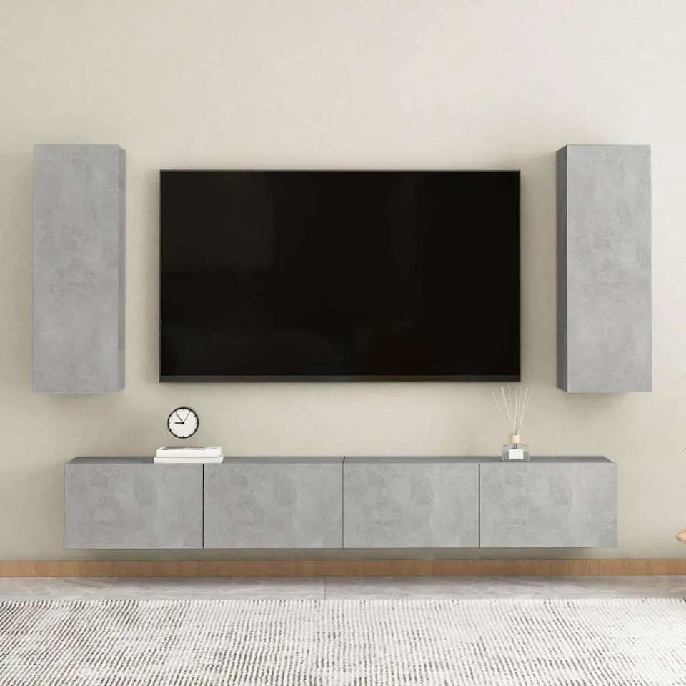 vidaXL Tv-meubel 30,5x30x90 cm bewerkt hout betongrijs grijs, foto 3