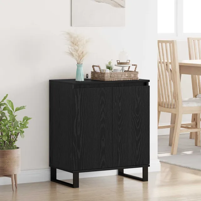 vidaXL Dressoir Zwart Eiken 60 x 35 x 70 cm Bewerkt hout, foto 2