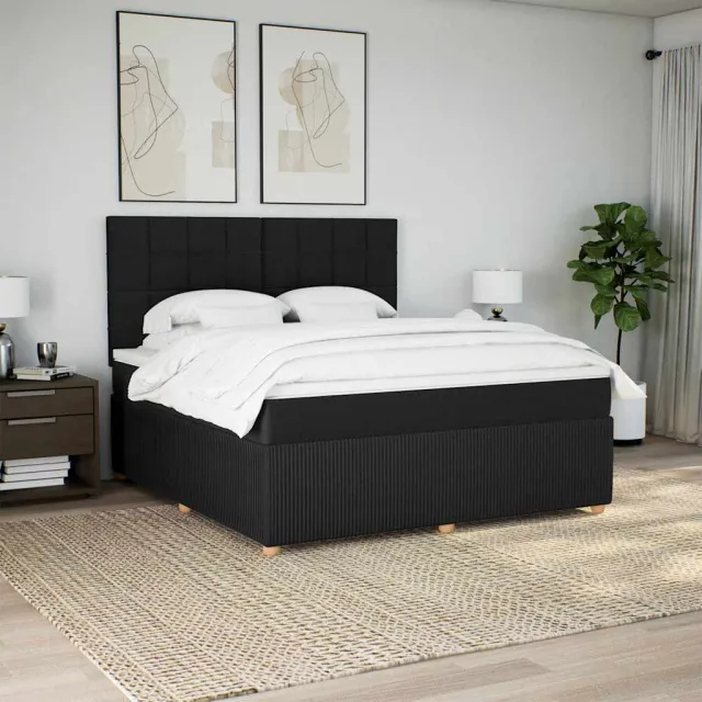 vidaXL Boxspring met matras stof zwart 180x200 cm