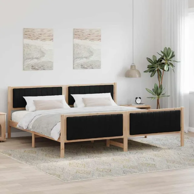 vidaXL Bedframe Bruin en zwart 200 x 200 cm Massief grenenhout