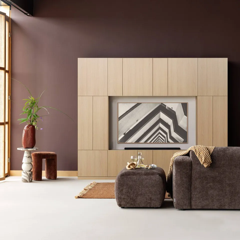 WOOOD Build Tv Opbergkast 160 cm - Eiken Fineer - Naturel - 215x160x41, foto 3