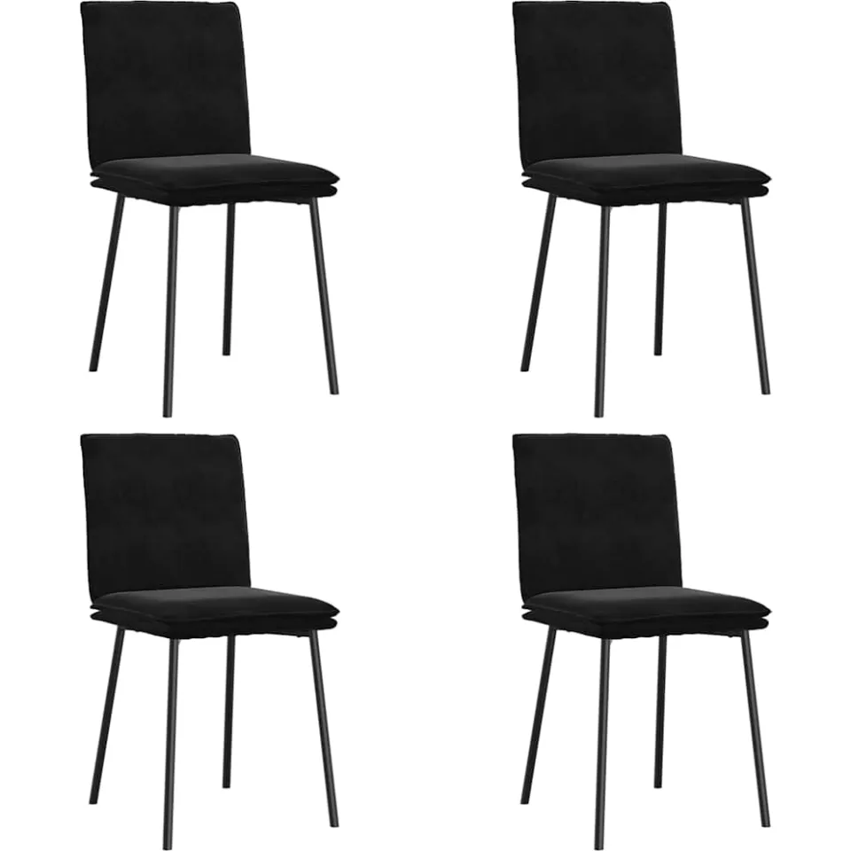 vidaXL Eetkamerstoelen 4 st fluweel zwart, foto 3