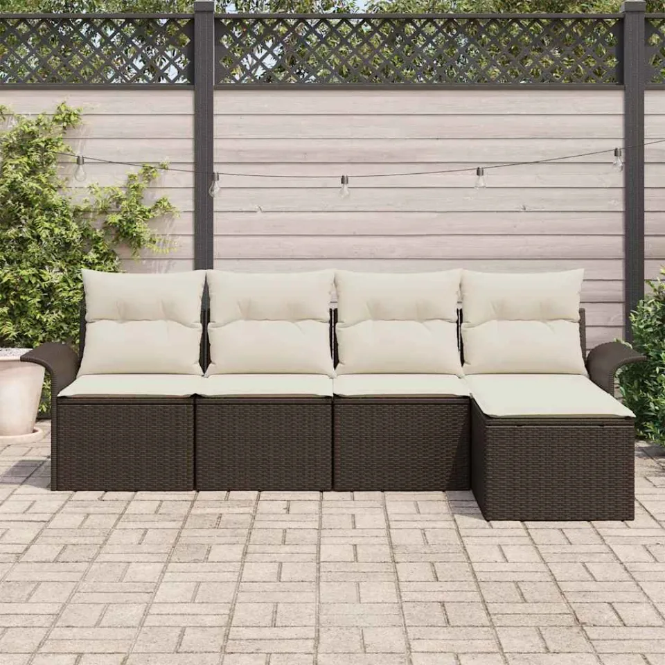 vidaXL Buitensofa 5 st Bruin poly rattan, foto 3